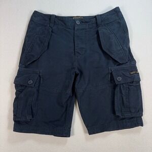 Superdry 11" Core Cargo Heavy Shorts Men 32 Navy 100% Cotton Button Fly Military